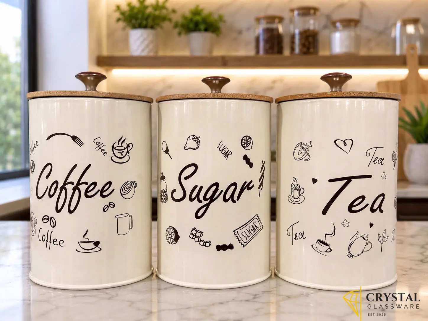 3-Piece Vintage Retro Metal Containers with Lids 
